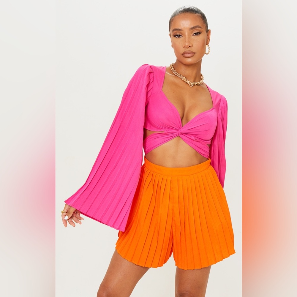 Pretty Little Thing - Pink and Orange twist Romper